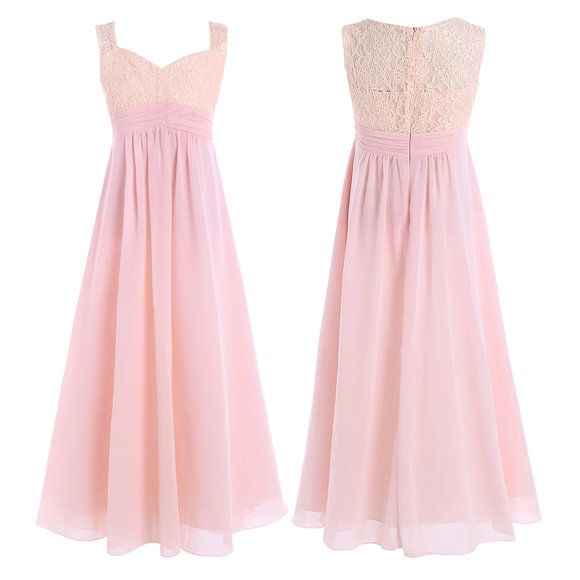 YiZYiF Robe en Dentelle Florale pour Filles, Encolure Cœur, Mariage, Concours, Fête, Demoiselle d'Honneur, Robe de Bal Formelle, Rose Perle 16