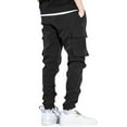thumbnail image 3 of Vedolay Summer Pants Men Splicing Printed Overalls Casual Pocket Sport Work Casual Trouser Pants,Black M, 3 of 5