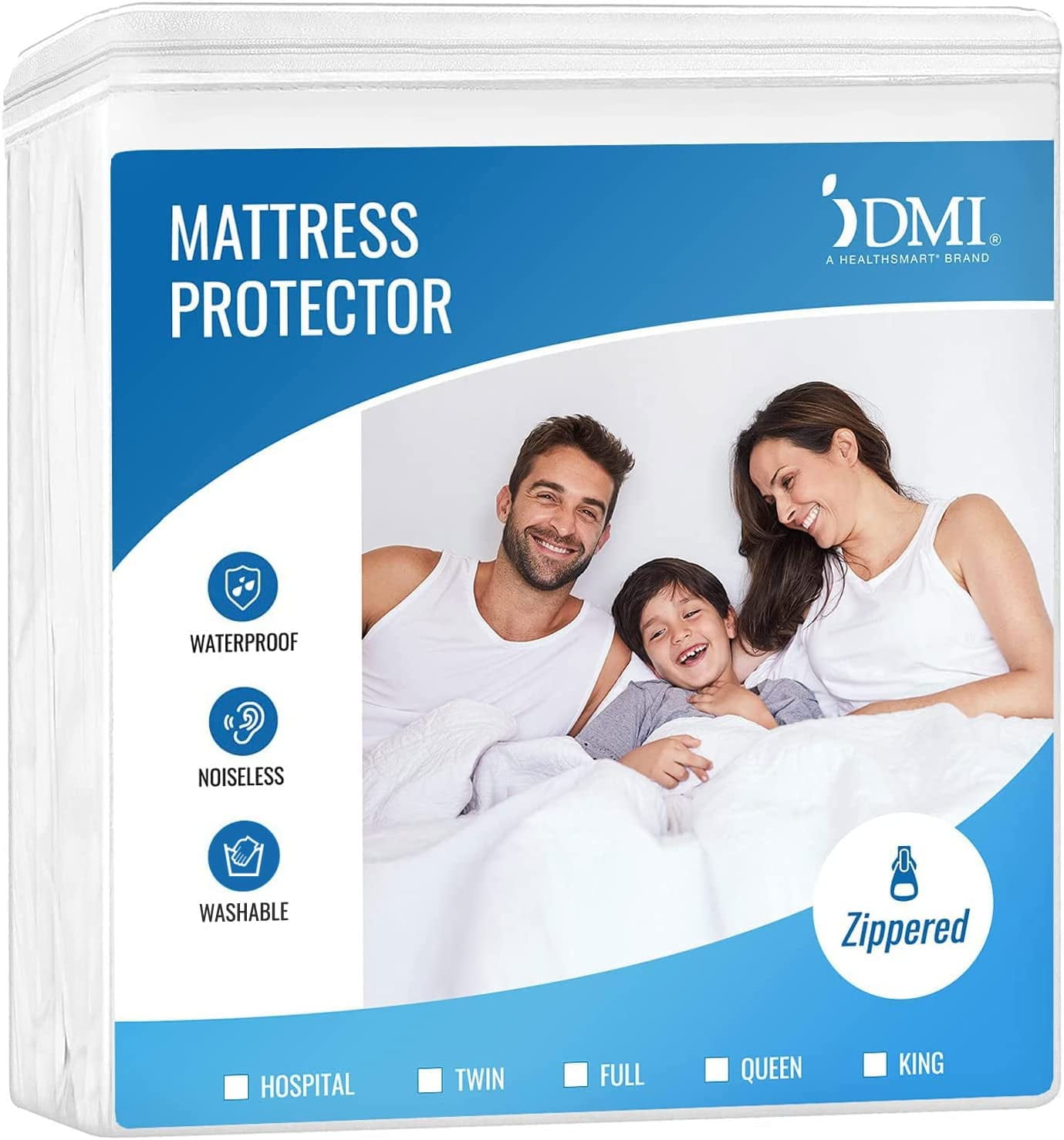 DMI Waterproof Zippered Linen Mattress Encasement, Full, Bed Bug