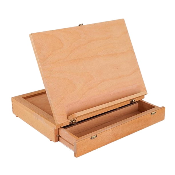 Chevalet de Table - Chevalet de Bureau en Hêtre Réglable et Portable pour Bureau avec Boîte de Rangement et pour Croquis, Dessin et Peinture - 40x27 cm 3 en 1