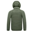 thumbnail image 7 of Mrmaere Men's Hooded Jacket Contrast Fabric Quilted Warm Outerwear for Daily & Casual Wear Army Green L, 7 of 7