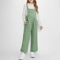 thumbnail image 2 of CYRBOKO Girls Fleece Overalls, Stretchy Thermal Winter Front Pocket Jumpsuits for Kids Green Size 9-10 T, 2 of 8