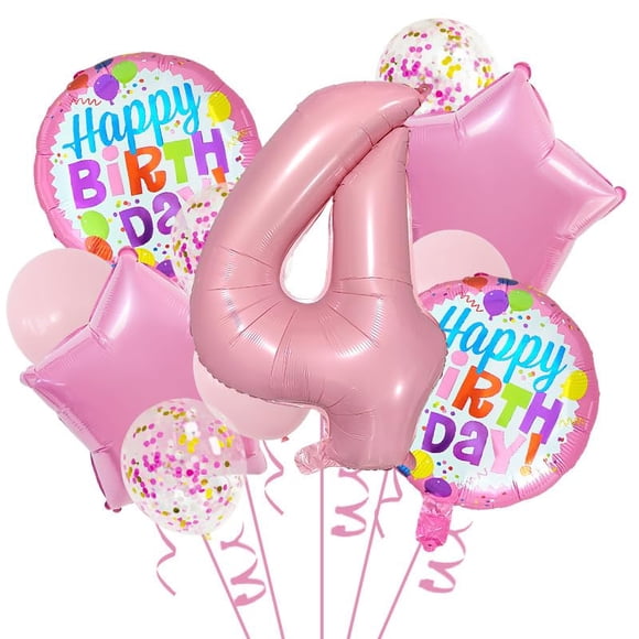 Globos de aluminio JBCAONTIA para decoración de fiesta de cuarto cumpleaños, color rosa