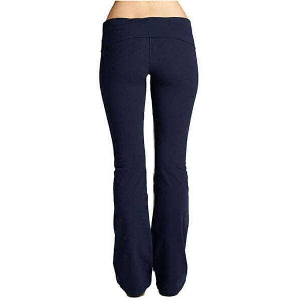 Yoga Pants Plus Stretch Cotton Foldover Waist Bootleg Workout Yoga