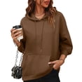 thumbnail image 6 of HAJWOH Womens Hoodies Casual Long Sleeve Drawstring Pullover Oversized Sweatshirt Lightweight Hooded Tops Winter Clothes, 6 of 6
