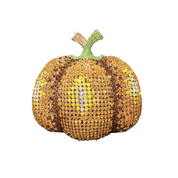 MASWLM Women Cute Sweet Pumpkin Shape Evening Bag Shiny Crystal Evening Purse for Party Prom