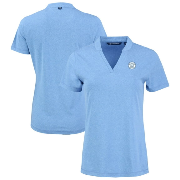 Women's Cutter & Buck Heather Powder Blue Milwaukee Brewers Forge Heathered Stretch Blade Top