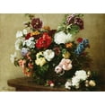 thumbnail image 2 of Fantin-Latour, Henri 32x25 Black Ornate Wood Framed with Double Matting Museum Art Print Titled - Bouquet of Various Flowers, 2 of 4
