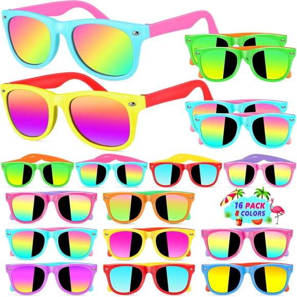 Gafas de sol GIFTINBOX para niños, color neón, de 3 a 8 años, UV400, paquete de 16