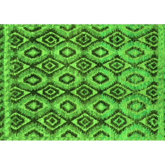 Ahgly Company Indoor Rectangle Abstract Green Modern Area Rugs, 4' x 6'