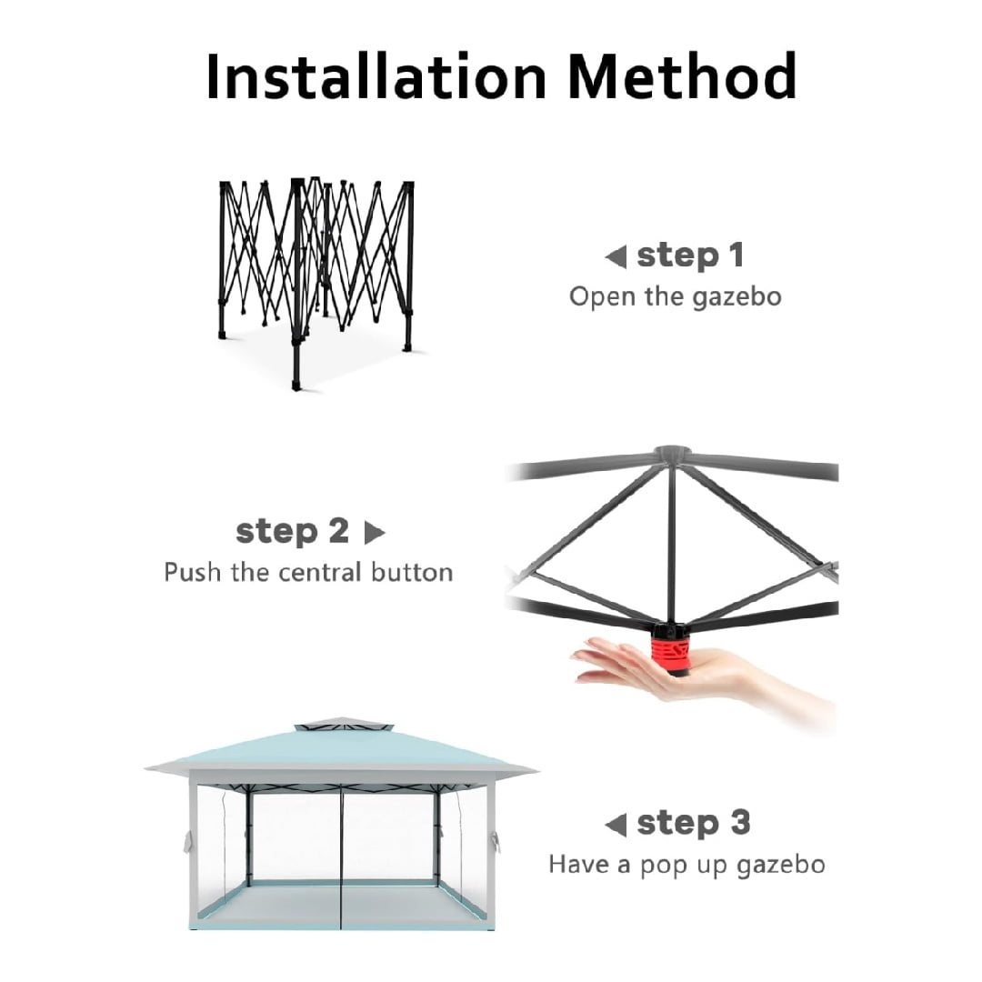 12' x 12' Outdoor Gazebo Shelter, Pop Up Heavy Duty Double Roof Patio Gazebo with Netting and Curtains, Outdoor Patio Canopy for Lawn, Garden, Backyard, Deck