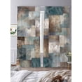 thumbnail image 4 of Gradient Color Block Abstract Art Chiffon Sheer Curtains 108 Inches Long, Twisted Line Modern Style 2 Rod Pocket Window Treatment Voile Drapes Curtains for Living Room Bedroom,2 Panels, 52x108In, 4 of 9