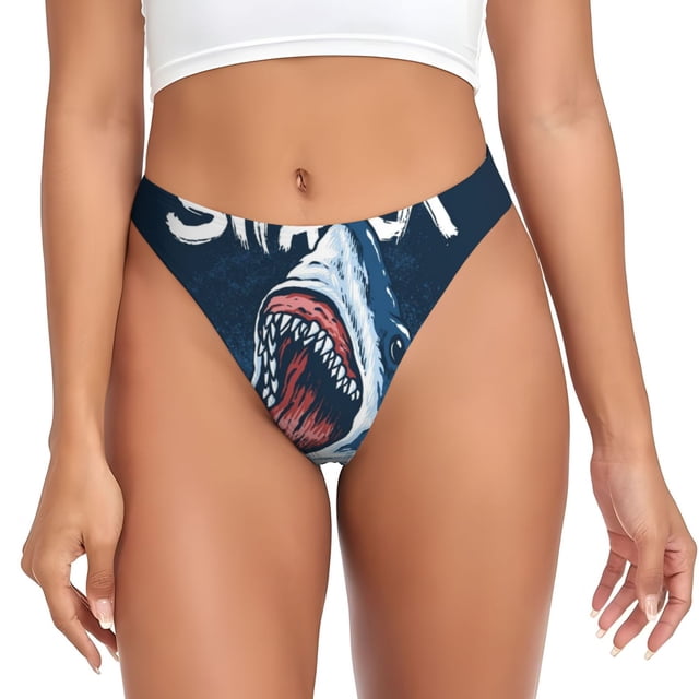 Balery Shark Tangas de Algodón para Mujer con Estampado – Ropa Interior Sexy, Transpirable, G-string-XX-Large
