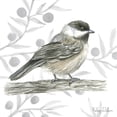 thumbnail image 2 of Wilson, Kelsey 26x26 Gold Ornate Wood Framed with Double Matting Museum Art Print Titled - Backyard Birds II-Chickadee, 2 of 4