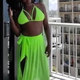 thumbnail image 4 of AQITTI - Traje de baño de tres piezas para mujer, estilo casual, con tirantes sólidos y falda de malla, 4 of 4