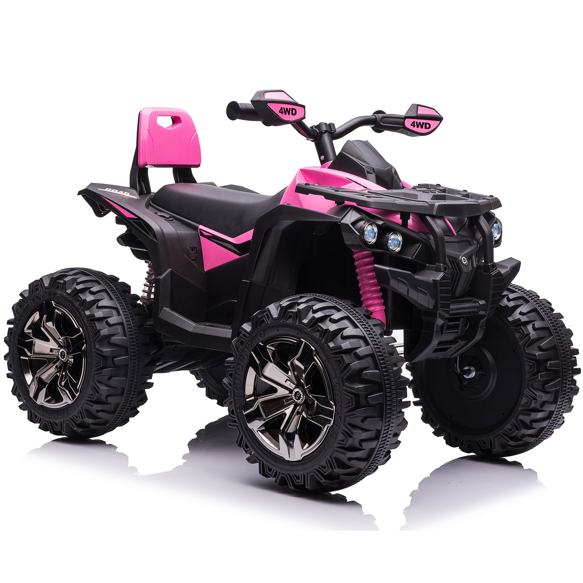 800W Dirt Quad w/ Remote Control - 24V Powered Ride on ATV, Electric Powerful 4-Wheeler for Big Kids, Up to 5.5 mph, Knee Pads, Pink