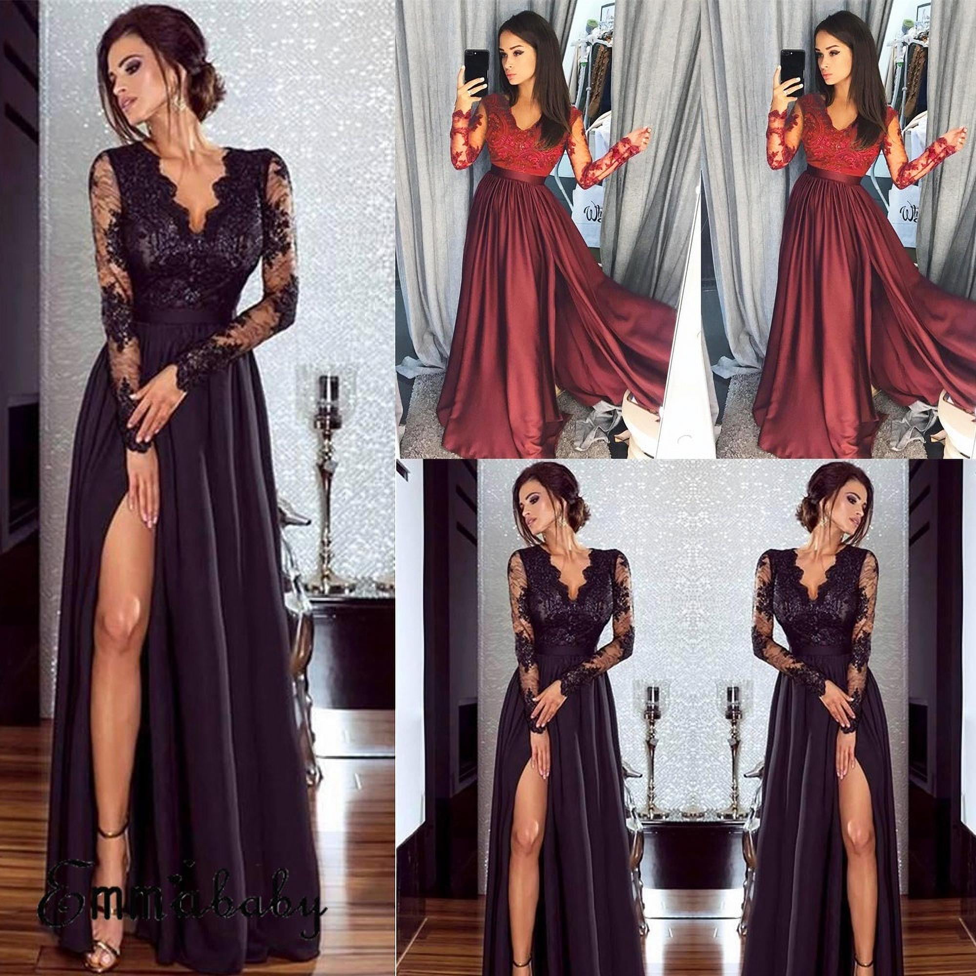 Women's Two Piece Long Sleeve Prom Evening Dresses Lace Beaded Party Gown  Burgundy Custom Size at Amazon Women's Clothing store