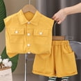 thumbnail image 2 of Kovlvoll 2 Piece Outfits for Kids Boys Sleeveless Vests Thin Button up Shirt and Shorts with Pockets Summer Casual Set, 2 of 3