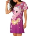 thumbnail image 2 of Logiee Cute Pink Axolotl A Print Nightgowns for Women,Soft Short-Sleeved Lightweight Sleepwear, Loose Sleepshirts, 2 of 6