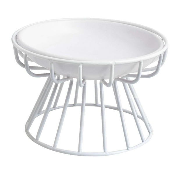 Comedero elevado para gatos, plato de cerámica, rejilla de hierro, extraíble, versátil, para comida y bebida para gatos Estilo A