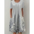 thumbnail image 4 of Vestido Frontal Plisado Con Estampado Floral, Vestido Informal De Manga Corta Con Dos Bolsillos, Ropa De Mujer, 4 of 4