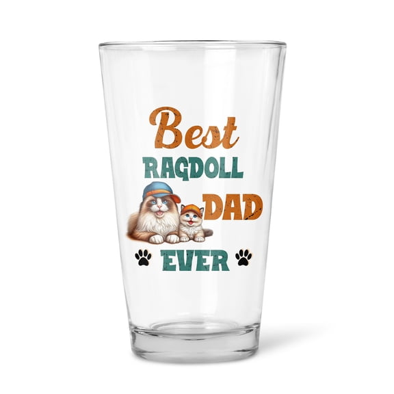 Best Ragdoll Dad Ever Happy Father's Day 16oz Pint Beer Glass Mug Cat Lover Kitten Owner Gifts Idea Beer Glasses Cup - 02006