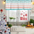 thumbnail image 6 of Teal Pink Striped Valances for Windows, Decorative Rod Pocket Window Valance Curtains, Farmhouse Stripes Simple Art Short Curtain Drapes for Kitchen/Bathroom/Living Room, 2 Panels, 54" W x 18" L, 6 of 8