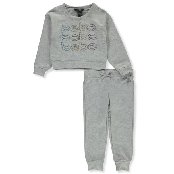 Bebe Bebe Girls Dot Logo 2 Piece Sweatsuit Outfit Little Girls Walmart Com Walmart Com