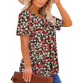 thumbnail image 2 of CHOK Hauts d'Été à Manches Courtes pour Femmes Tunique Décontractée Imprimée Florale Col en V Mignon T-Shirts Fluides Blouse, 2 of 6