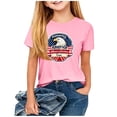 thumbnail image 4 of ITSAME Girls 4th of July T-Shirts Independence Day Short Sleeve Tops Kids American Flag Graphic Tee Pink Size 5-6, 4 of 5