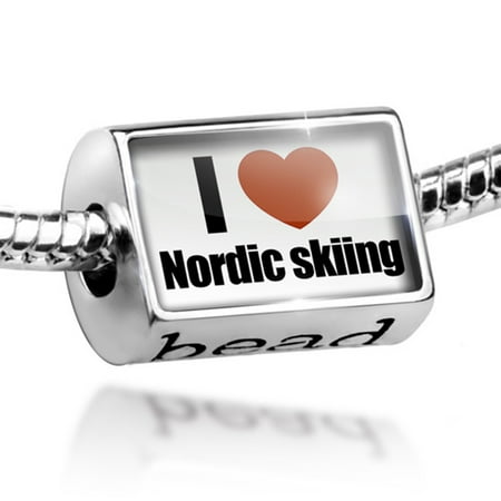Bead I Love Nordic skiing Charm Fits All European
