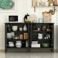 thumbnail image 3 of MONSLIPA Modern Buffet Sideboard with Glass Doors, Wood Console Table Serving Storage Cabinet for Dining Room Living Entryway, 54 Inch, Black, 3 of 8