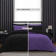 thumbnail image 3 of DNG Creations 5 Piece Reversible Diamond Pattern Comforter Solid - 100% Egyptian Cotton, 800 TC ( Full/ Queen - Size ) All-Season 550 GSM ( Purple/Black Colour ), 3 of 7