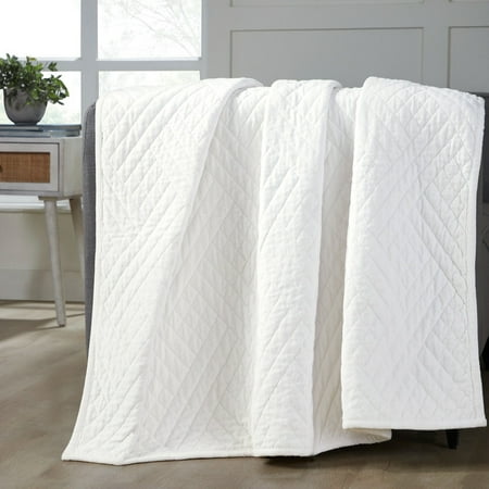Superior Karina Cotton Velvet Lightweight Quilt, Throw, White
