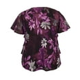 thumbnail image 2 of Women's Printed Mesh Crew Neck Short Sleeve Ruffle Top, 2 of 4