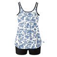 thumbnail image 4 of longantii Womens Tankini Bathing Suits Two Piece Bathing Suits Floral Print Blouson Tank Top Tummy Control Modest Swimsuits with High Waist Board Shorts Tankini Swimwear Light Blue L, 4 of 7