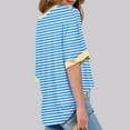 thumbnail image 4 of bnaln Womens Summer Tops Casual Crewneck Short Sleeve Sweatshirt Striped Color Block Trendy Pullover Loose Fit T Shirts Blouse Baggy Jumpers Fall Dressy Tshirts Going Out Tops, 4 of 5