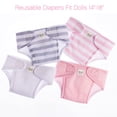thumbnail image 4 of JC Toys Baby Doll 4 Pack Fabric Diapers | Washable, Reusable, Adjustable Eco Diapers | Fits Dolls 14 to 18 inch in Pink/White/Grey, 4 of 5