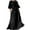 Black, variant on QUYUON Women’s Linen Maxi Dress Summer Casual Round Neck Short Sleeve Long Dresses with Pockets Tie Belt Evening Gown Pleated A-Line T Shirt Beach Sundress Style A-217