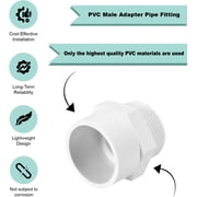1 Inch PVC Male Adapter – SCH 40 Pipe Fitting with Slip Socket x 1 MNPT Male Thread, White PVC Connector for Plumbing and Water Line Systems