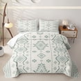 thumbnail image 2 of jejeloiu Calm Aztec Bed Spread Queen,Soft Tribal Queen Coverlet Set For Boys,Sage Beige,3pcs, 2 of 7