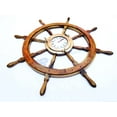 thumbnail image 4 of Nagina International 36" Pirate Wooden Crafted Ship Wheel with 10" Brass Porthole Clock | Vintage Home Decor Gift, 4 of 6