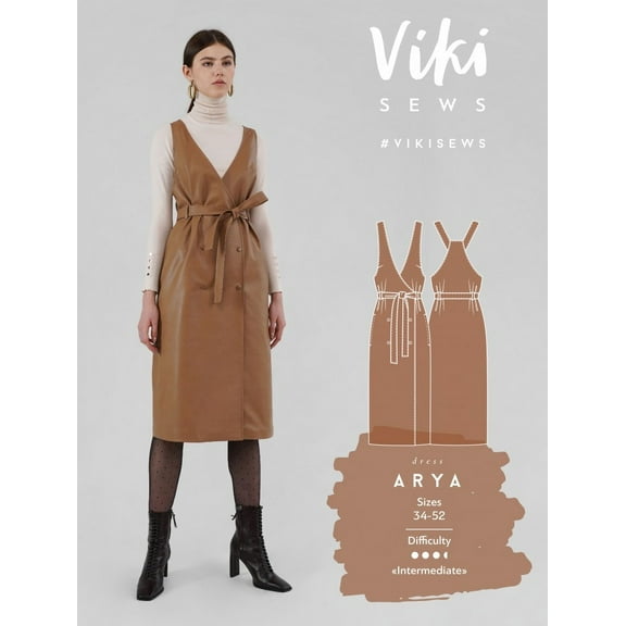 Vikisews Sewing Pattern Arya Pinafore Dress Women UK 4-22 Pinafores, Dresses