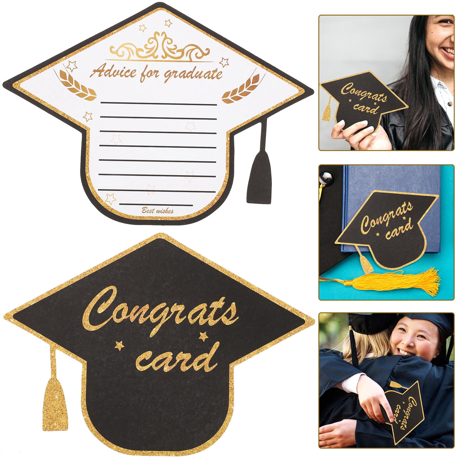 Worgeous 120 pcs  Graduation Theme Greeting Cards Paper Graduation Cap Shape Cards Presents
