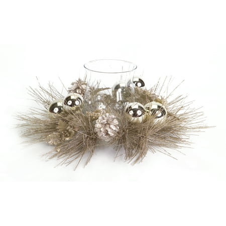 - Pine Cone & Holly Candle Centerpiece Christmas Holiday Decoration