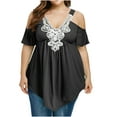 thumbnail image 2 of Leesechin Summer Short Sleeve Tops for Women V-Neck Plus Size Pullover Tops Blouses, 2 of 7