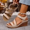 thumbnail image 6 of Aihuaihua Womens Sandals Dressy Wedge Sandals Comfortable 2026 Summer Heels Open Toe Casual Shoes Spring Elegant Ladies Sandal, 6 of 9