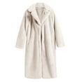 thumbnail image 4 of gbyLJF Women's Winter Faux Fur Coat Long Solid Color Fleece Thickened Outwear Jackets Open Front Lapel Overcoat with Pockets, 4 of 8