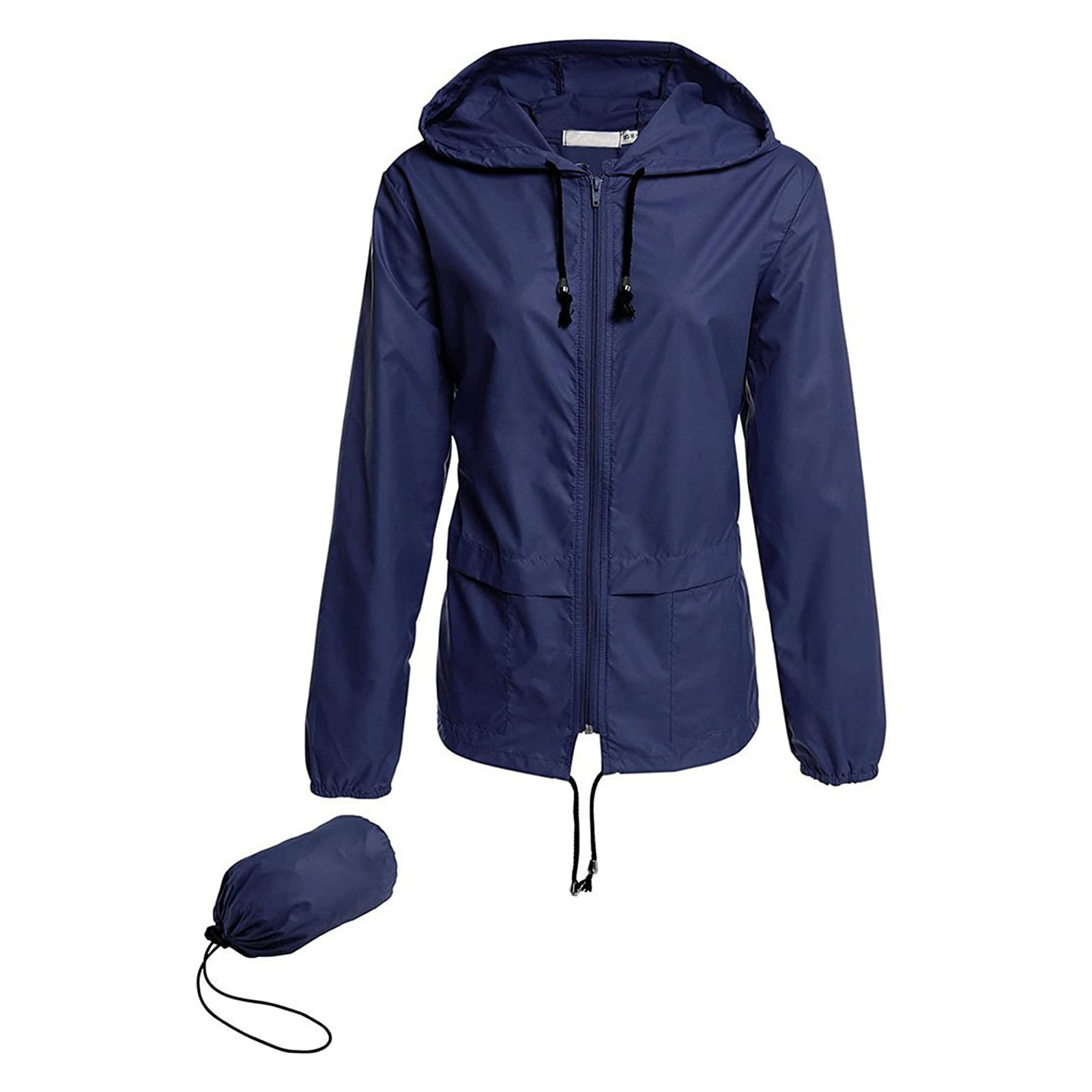 Black,Large Bifast Boy Rainwear Active Outdoor Hooded Packable Lightweight Jacket Solid