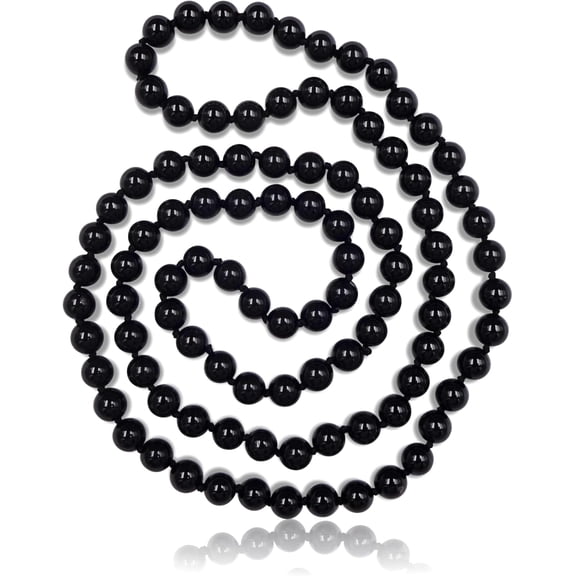 36 Inch 7-8MM Long Polished-Finish Genuine Semi-Precious Stone Endless Infinity Long Beaded Strand Necklace.[o676]